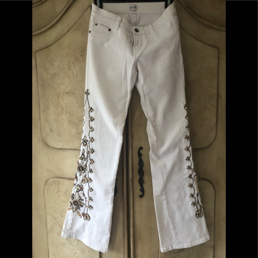 White Embellished Jeans from Cache
